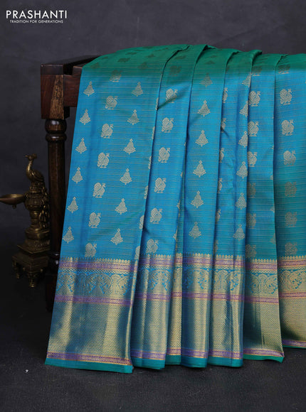 Teal Green Pure Kanchipuram Silk - Vairaosi