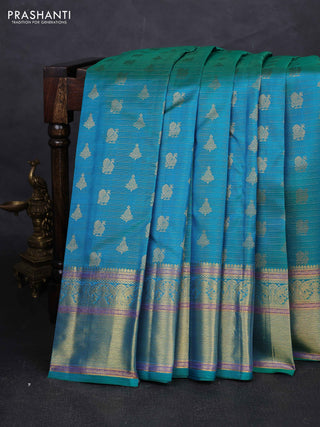 Teal Green Pure Kanchipuram Silk - Vairaosi