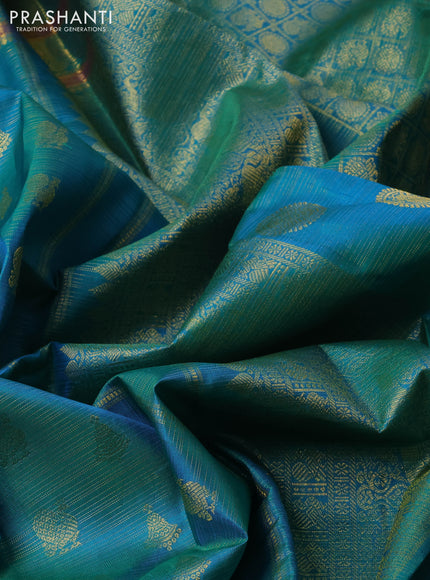 Teal Green Pure Kanchipuram Silk - Vairaosi