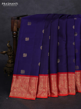 Blue & Orange Pure Kanchipuram Silk - Buttas