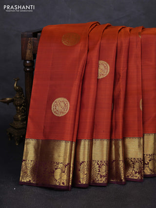 Rust & Wine Pure Kanchipuram Silk - Buttas