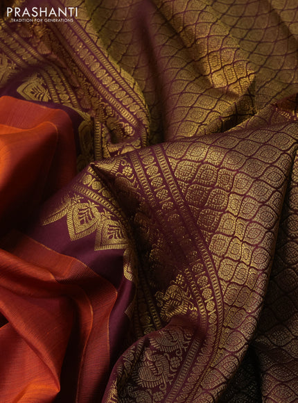Rust & Wine Pure Kanchipuram Silk - Buttas