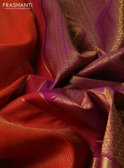 Rust & Purple Pure Kanchipuram Silk - Buttas