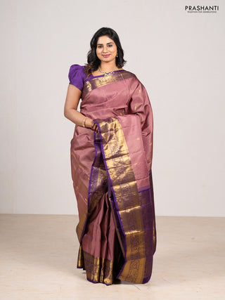 Pastel Pink & Violet Pure Kanchipuram Silk - Buttas
