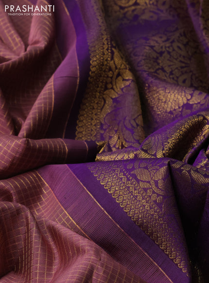 Pastel Pink & Violet Pure Kanchipuram Silk - Buttas