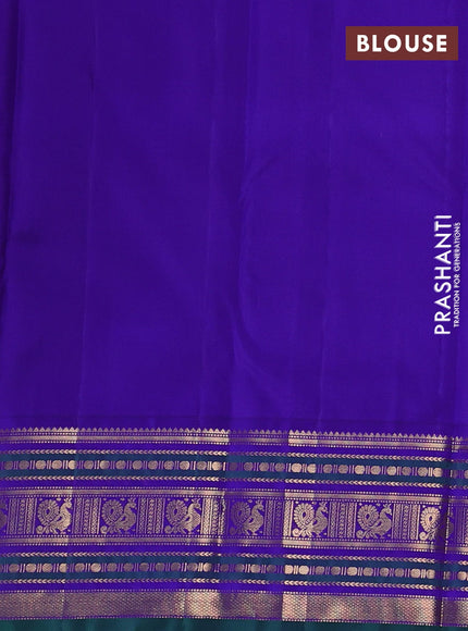 Peach Pink & Violet Pure Kanchipuram Silk - Buttas