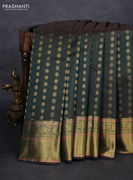 Bottle Green Pure Kanchipuram Silk - Vairaosi