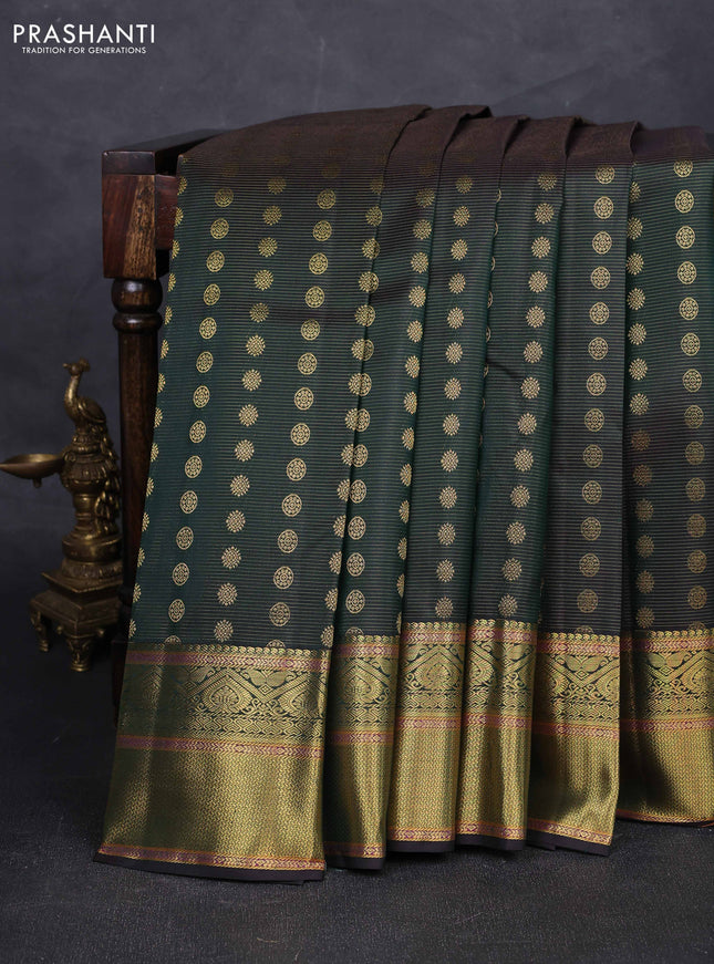 Bottle Green Pure Kanchipuram Silk - Vairaosi