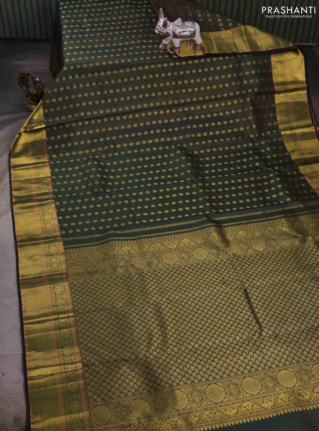 Bottle Green Pure Kanchipuram Silk - Vairaosi