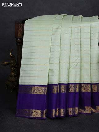 Pista Green & Blue Pure Kanchipuram Silk Saree
