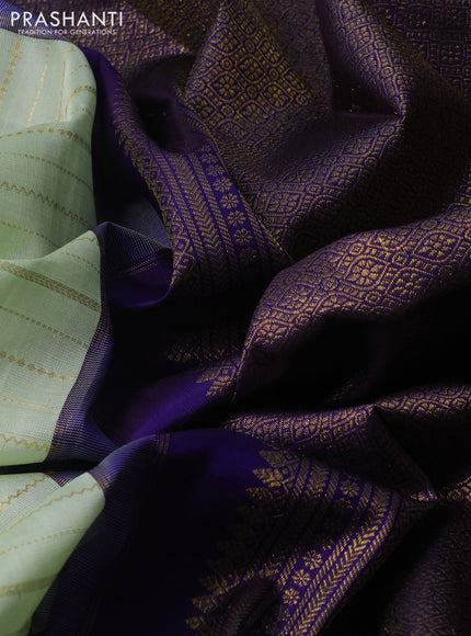 Pista Green & Blue Pure Kanchipuram Silk Saree