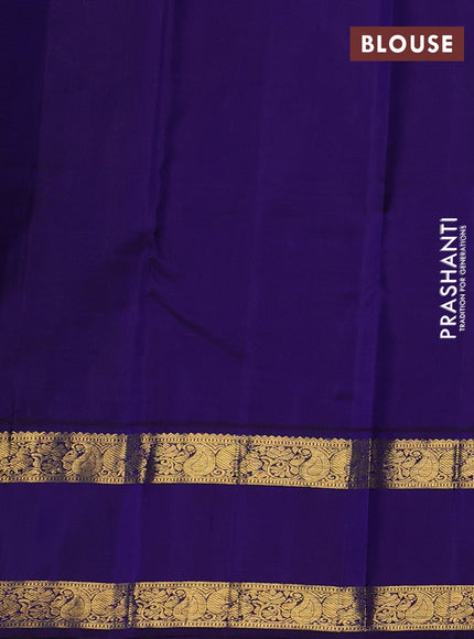 Pista Green & Blue Pure Kanchipuram Silk Saree