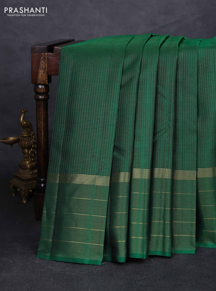 Green Pure Kanchipuram Silk - Checks