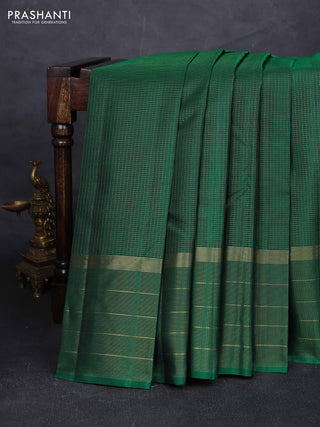 Green Pure Kanchipuram Silk - Checks