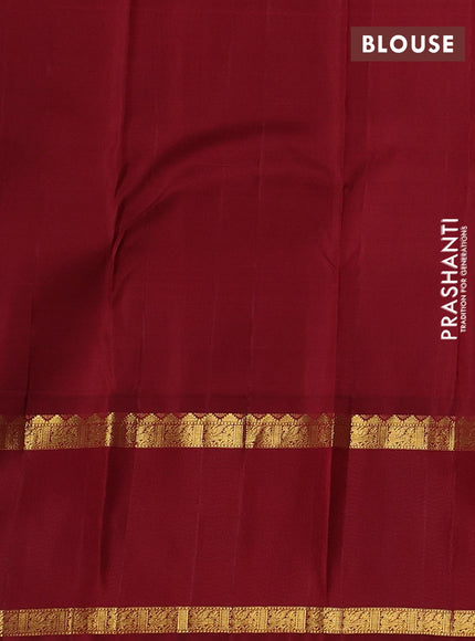 Black & Maroon Pure Kanchipuram Silk - Checks
