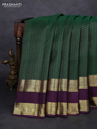 Green & Wine Pure Kanchipuram Silk - Checks