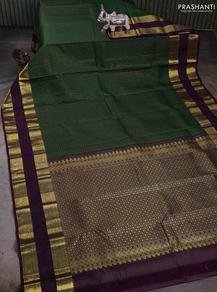 Green & Wine Pure Kanchipuram Silk - Checks