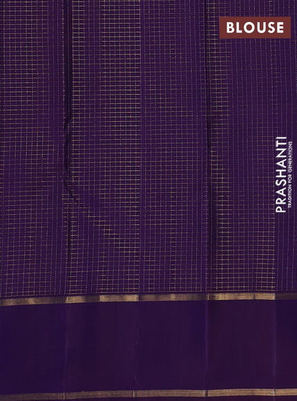 Teal Blue & Purple Pure Kanchipuram Silk - Checks