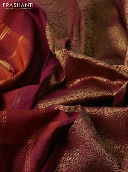 Rust & Wine Pure Kanchipuram Silk - Checks