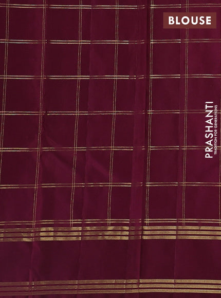 Rust & Wine Pure Kanchipuram Silk - Checks