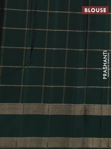 Bottle Green Pure Kanchipuram Silk - Checks