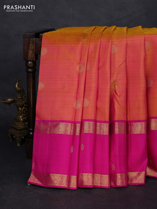 Mustard & Pink Pure Kanchipuram Silk - Buttas