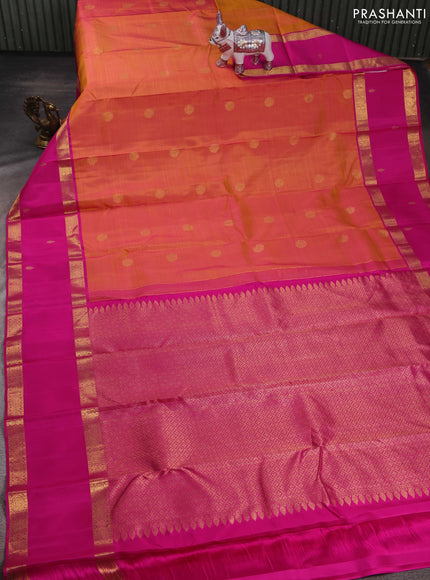 Mustard & Pink Pure Kanchipuram Silk - Buttas