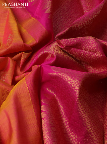 Mustard & Pink Pure Kanchipuram Silk - Buttas
