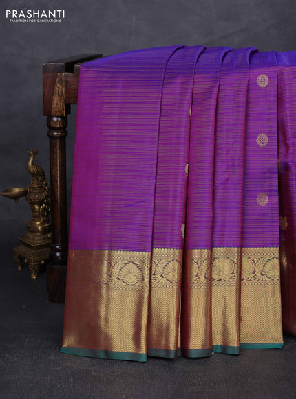 Purple & Green Pure Kanchipuram Silk - Vairaosi