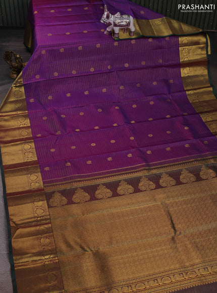 Purple & Green Pure Kanchipuram Silk - Vairaosi