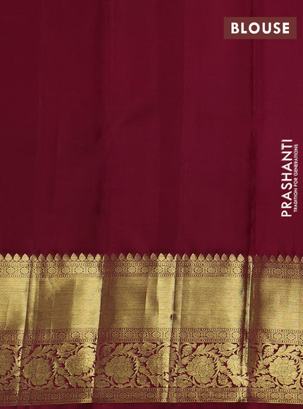 Green & Maroon Pure Kanchipuram Silk - Checks