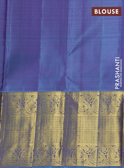 Purple & Pastel Blue Pure Kanchipuram Silk - Buttas