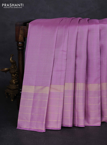 Lavender & Purple Pure Kanchipuram Silk - Checks