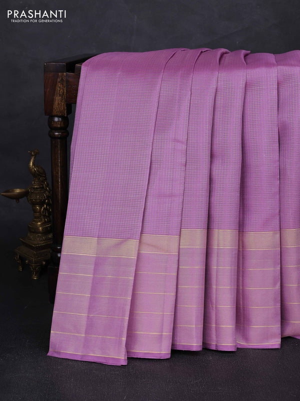 Lavender & Purple Pure Kanchipuram Silk - Checks