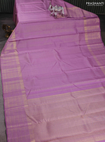 Lavender & Purple Pure Kanchipuram Silk - Checks