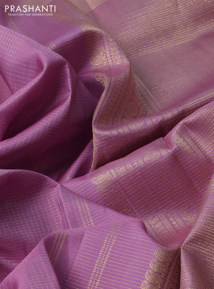 Lavender & Purple Pure Kanchipuram Silk - Checks