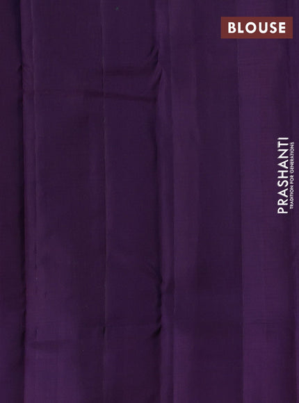 Green & Purple Pure Kanchipuram Silk - Checks