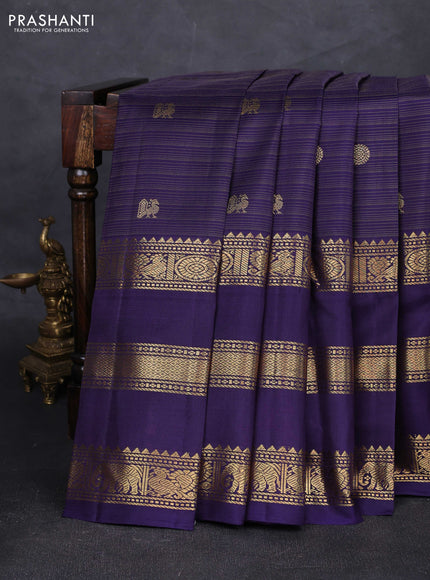Navy Blue Pure Kanchipuram Silk - Buttas