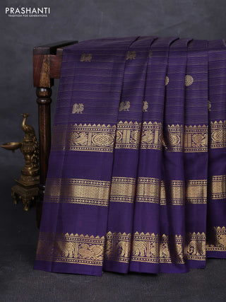 Navy Blue Pure Kanchipuram Silk - Buttas