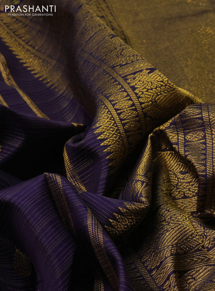 Navy Blue Pure Kanchipuram Silk - Buttas