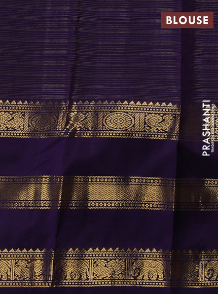Navy Blue Pure Kanchipuram Silk - Buttas