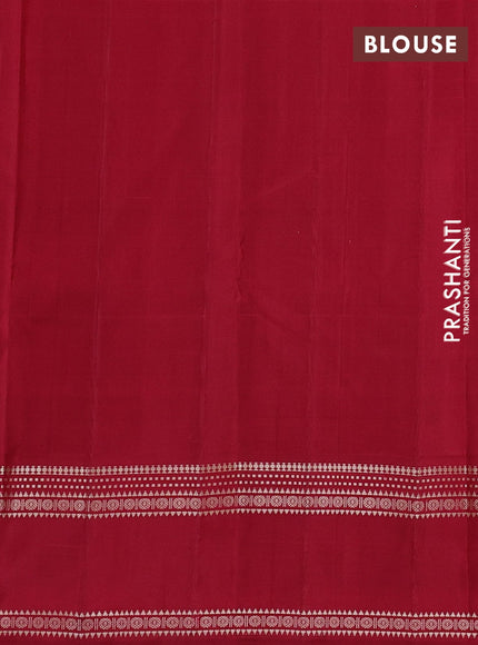 Cream & Maroon Pure Kanchipuram Silk - Buttas