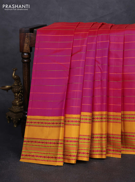 Pink & Mustard Pure Kanchipuram Silk - Buttas