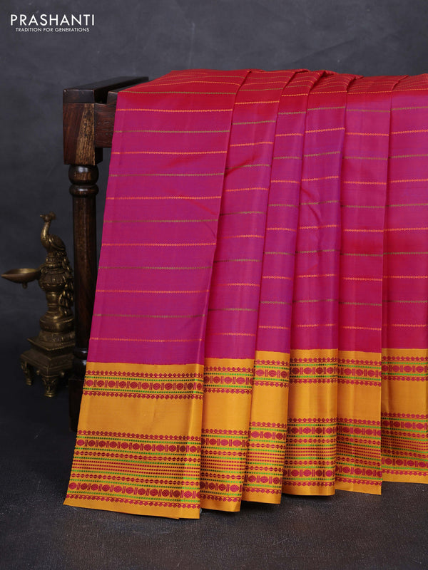 Pink & Mustard Pure Kanchipuram Silk - Buttas