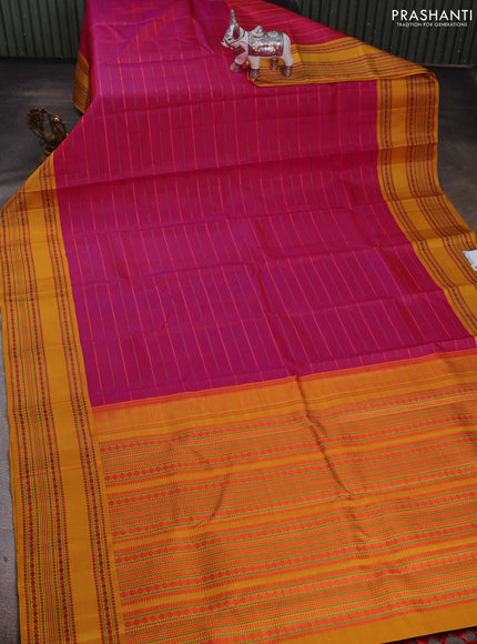 Pink & Mustard Pure Kanchipuram Silk - Buttas