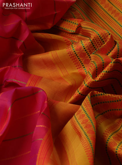 Pink & Mustard Pure Kanchipuram Silk - Buttas
