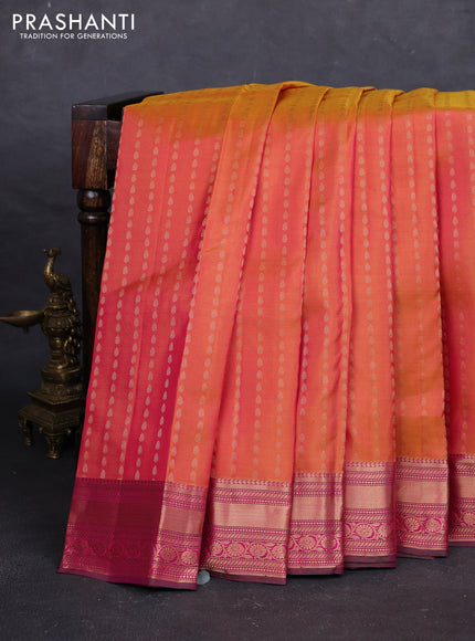 Sunset Orange & Pink Pure Kanchipuram Silk - 1000 Buttas