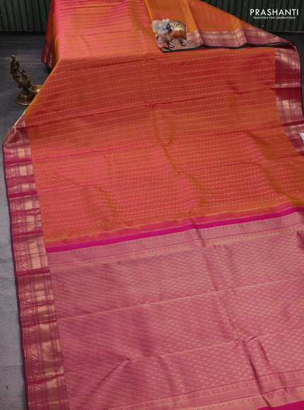 Sunset Orange & Pink Pure Kanchipuram Silk - 1000 Buttas