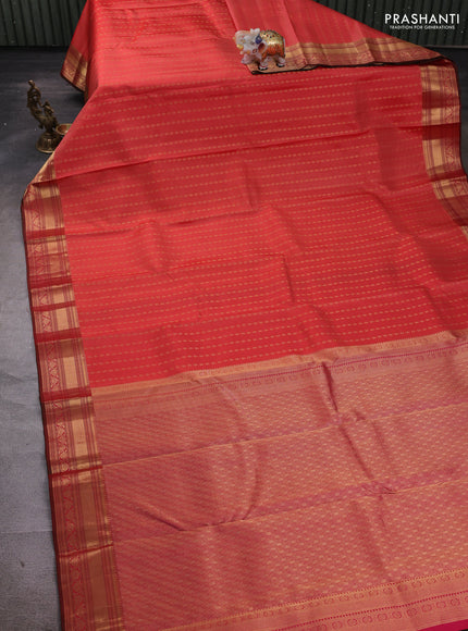 Orange & Pink Pure Kanchipuram Silk - 1000 Buttas