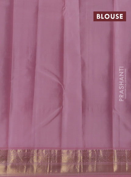 Black & Pastel Pink Pure Kanchipuram Silk - Checks